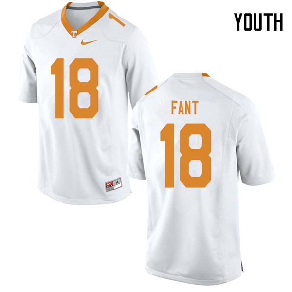 Youth #18 Princeton Fant Tennessee Volunteers College Football Jerseys Sale-White - Click Image to Close